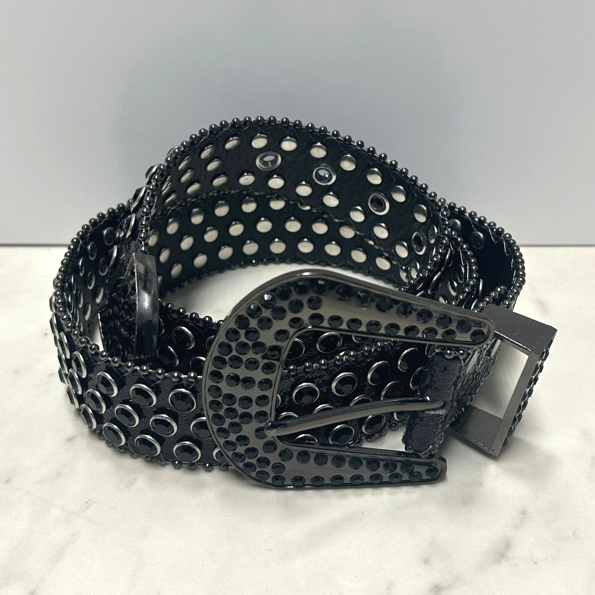 ラインストーン ブリンブリン ベルト Bling Bling Rhinestone Belt ブラック フォイルフレーク (BELT20)