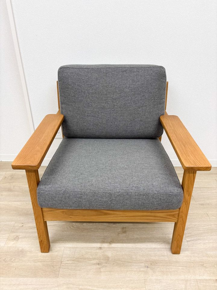 【展示品】定価74,800円 SIEVE ソファ 1人掛け 単品 幅73cm ナチュラル ダークグレー ファブリック【開梱設置付き】【送料無料】