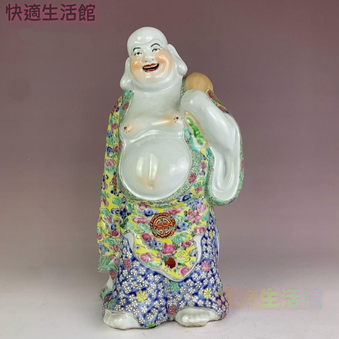 布袋さん彫像 陶磁器 装飾品 現代工芸品 美術品 置物 GY529