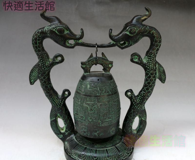 青銅器 双竜鐘曽侯乙編鐘 装飾品 現代工芸品 美術品 置物 GY529