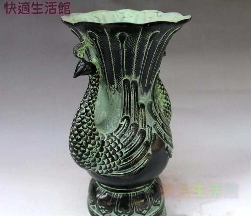 孔雀を模した青銅器花瓶 装飾品 現代工芸品 美術品 置物 GY529