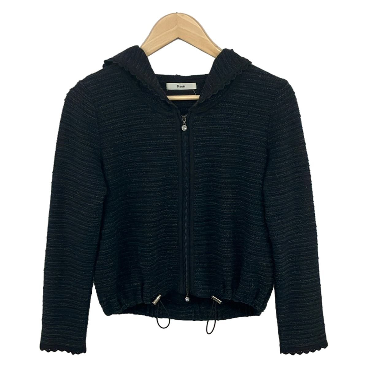 Rene(ルネ) パーカー サイズ36 S レディース美品 - ダークネイビー 長袖/ジップアップ/ニット