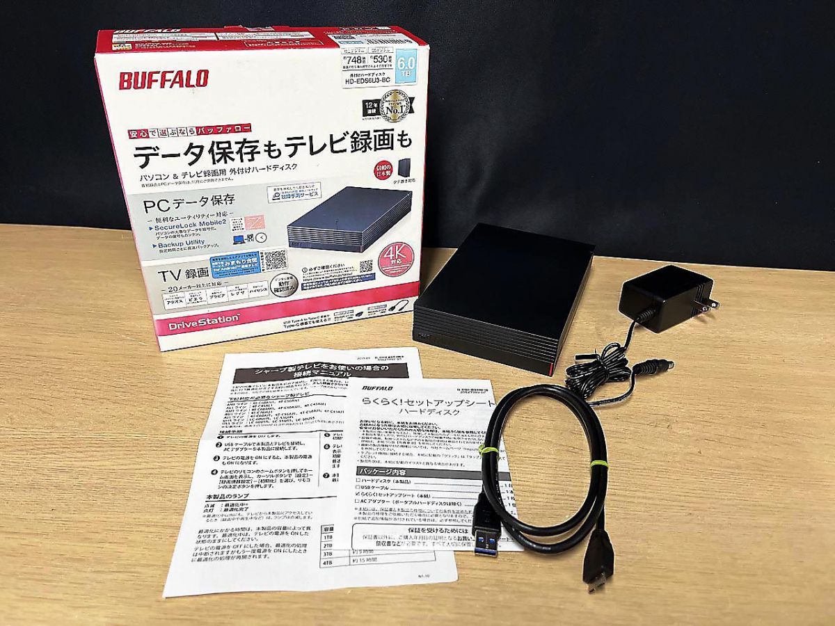 現状品】 BUFFALO バッファロー 6TB 外付けハードディスク HD-EDS6U3 