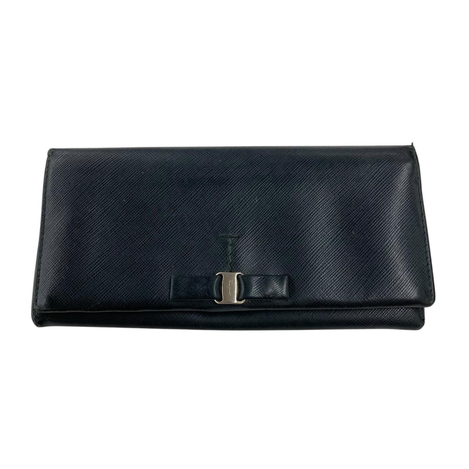 Salvatore Ferragamo (フェラガモ) 黒長財布 186005 現状品 Salvatore Ferragamo サルバトーレフェラガモ 長財布