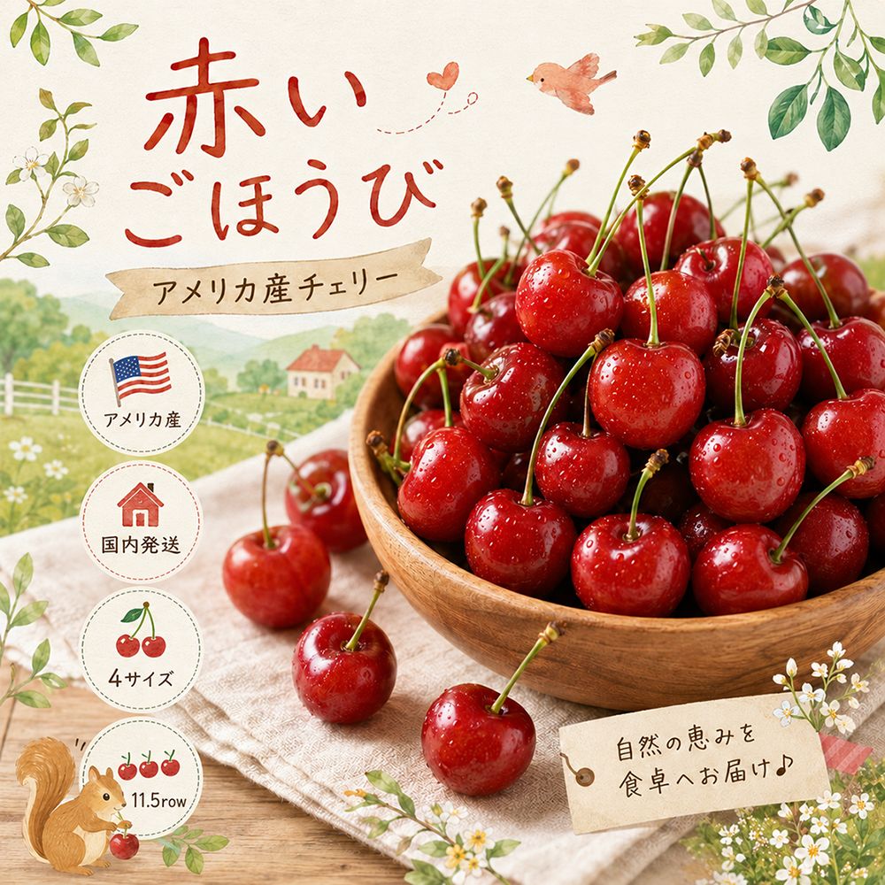 アメリカンチェリー 2kg 11.5ROW 甘み濃厚 たっぷりシェア 常温発送