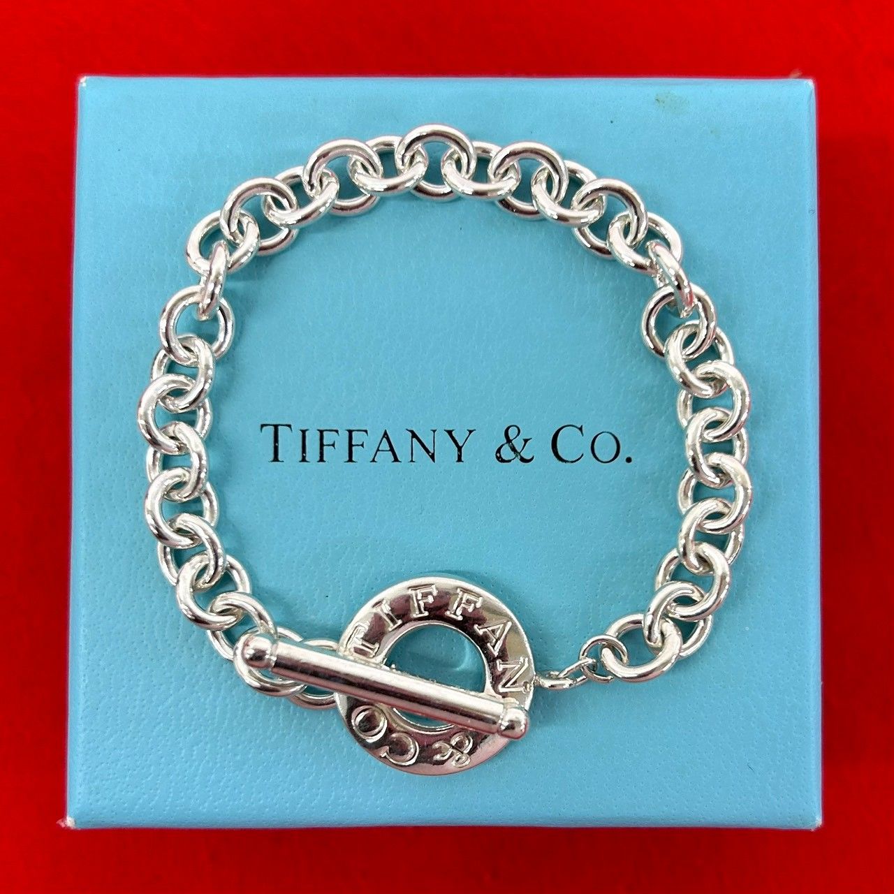 ティファニー シルバー　純銀 極 美品 TIFFANY&Co. ティファニー サークルタグ トグル ブレスレット