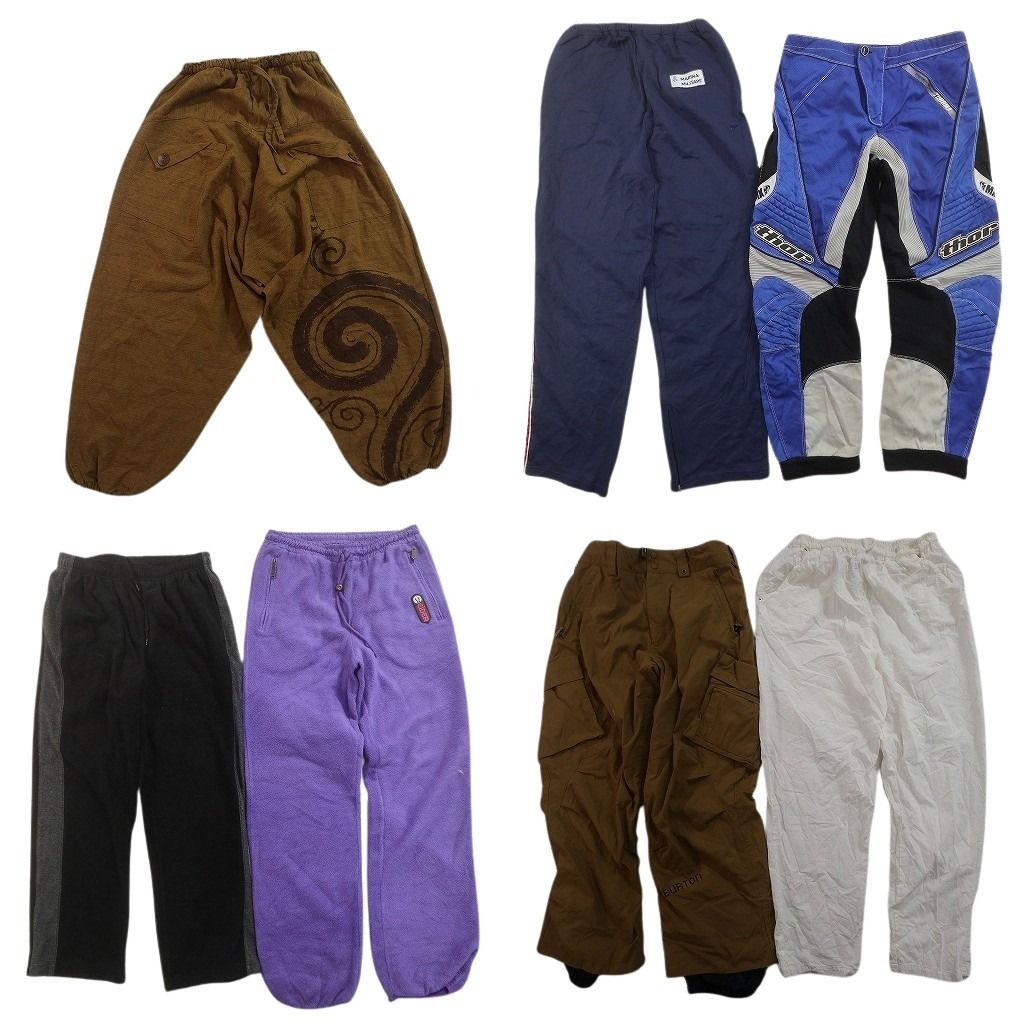 古着卸 まとめ売り パンツMIX 7枚セット ( メンズ M ) フリースパンツ ナイロンパンツ モトクロスパンツ 中古 古着 NF0022
