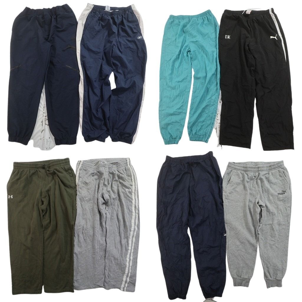 古着卸 まとめ売り ブランド パンツMIX 8枚セット ( メンズ L/XL ) アンダーアーマー リーボック プーマ フィラ 中古 古着 NF0028