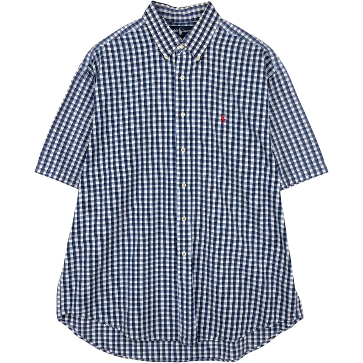 古着 ラルフローレン Ralph Lauren BLAIRE 半袖 ボタンダウン チェックシャツ メンズXL相当/eaa623614