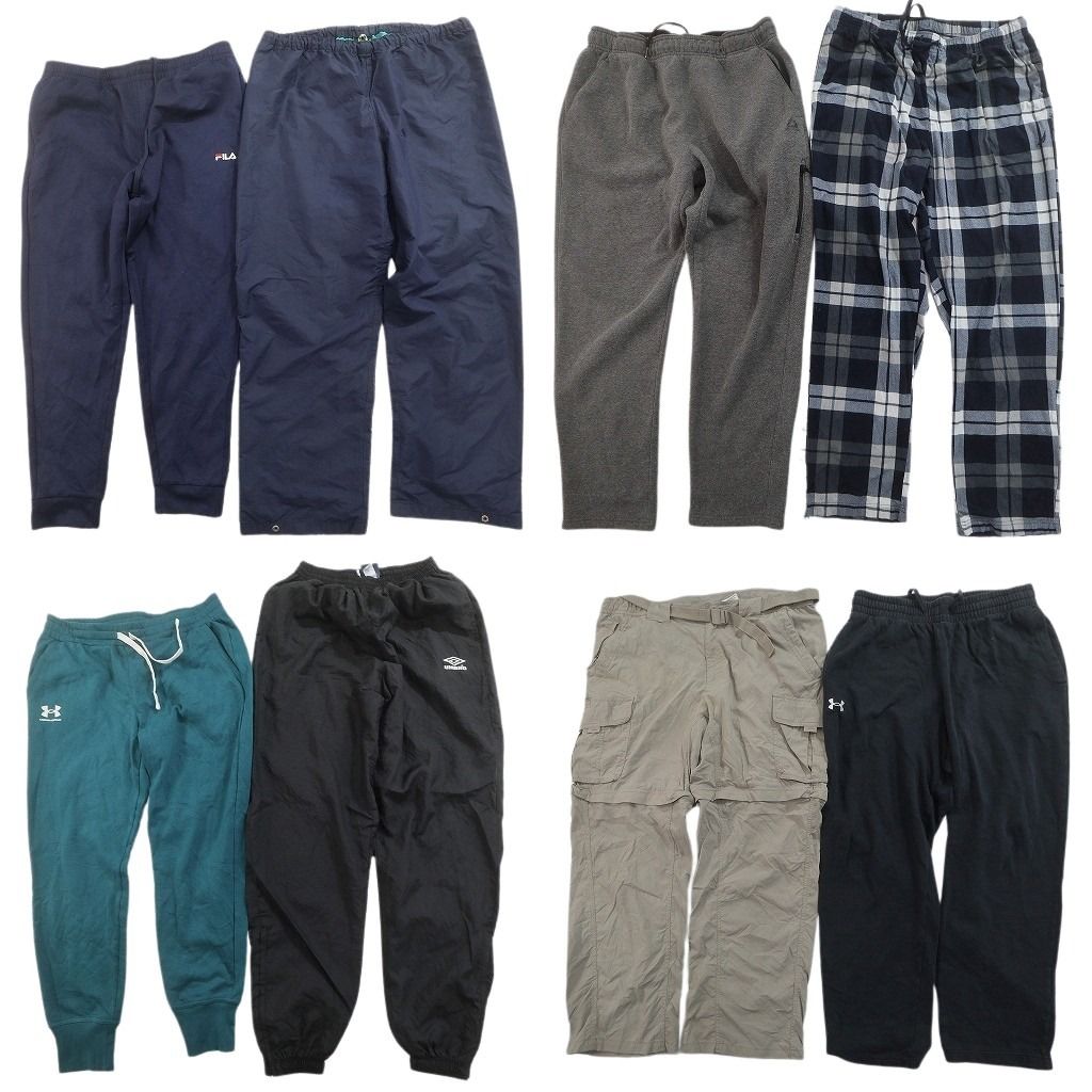 古着卸 まとめ売り ブランド パンツMIX 8枚セット ( メンズ L ) コロンビア アンブロ ノーティカ フィラ 中古 古着 NF0032