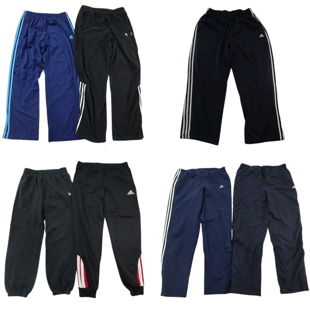 古着卸 まとめ売り アディダス パンツMIX 7枚セット ( メンズ M ) トラックパンツ ライン ナイロンパンツ ブラック 中古 古着 NF0055