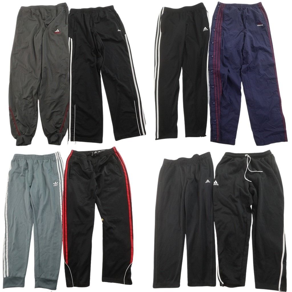古着卸 まとめ売り アディダス パンツMIX 8枚セット ( メンズ M/L ) スウェパン トラックパンツ サイドスナップ ブラック 中古 古着 NF0066