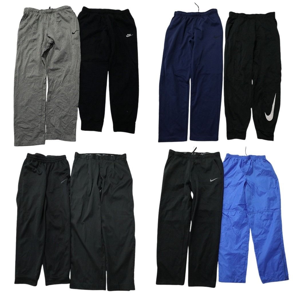 古着卸 まとめ売り ナイキ パンツ MIX 8枚セット ( メンズ L ) スウェパン ナイロンパンツ ブラック テーパード 中古 古着 NF0085