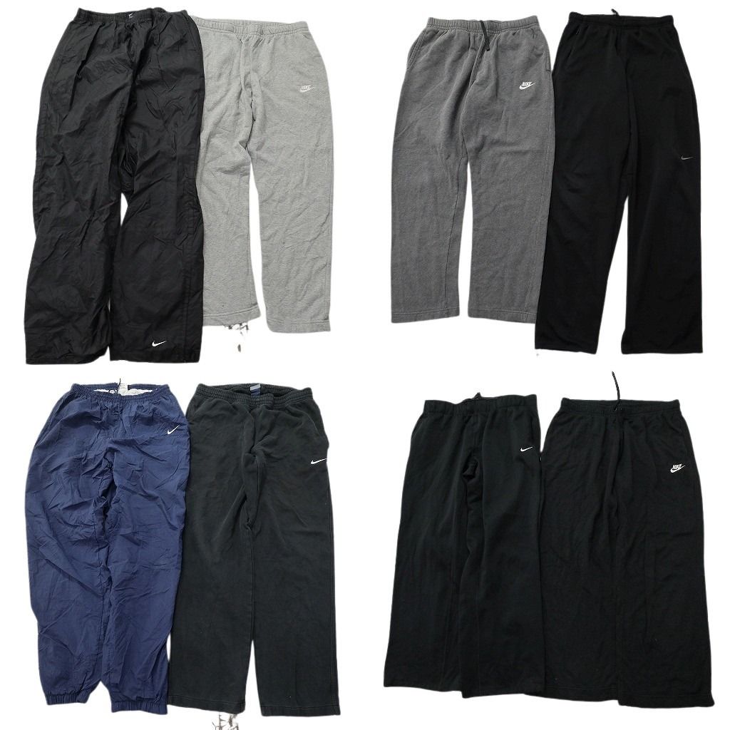 古着卸 まとめ売り ナイキ パンツMIX 8枚セット ( メンズ L ) スウェパン ナイロンパンツ ブラック 中古 古着 NF0086
