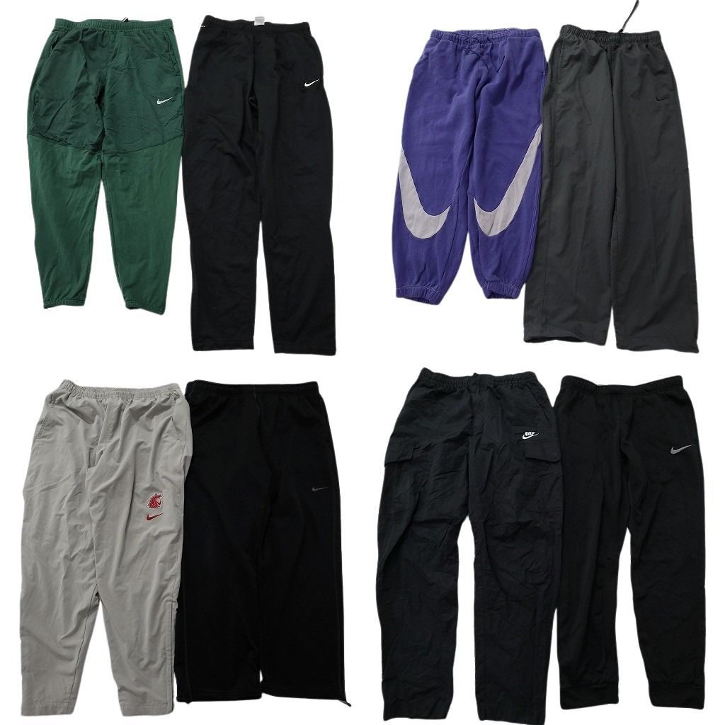 古着卸 まとめ売り ナイキ パンツMIX 8枚セット ( メンズ L ) ナイロンパンツ カーゴ ブラック テーパード 中古 古着 NF0087
