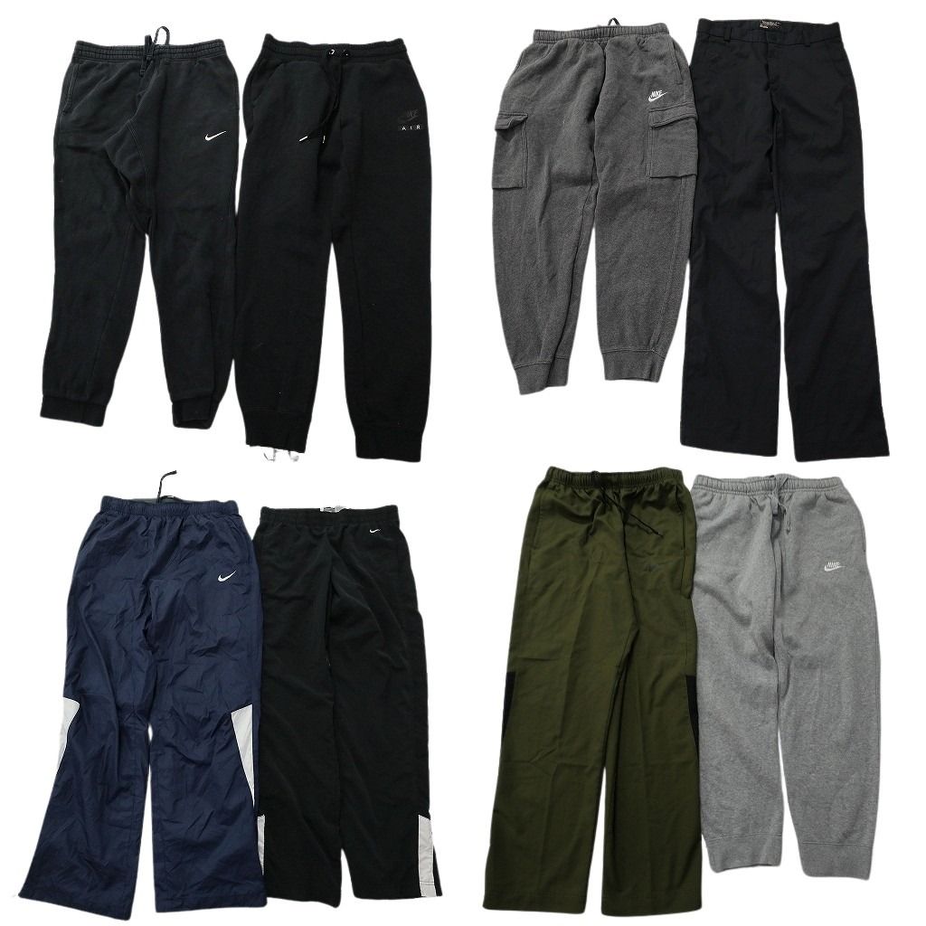 古着卸 まとめ売り ナイキ パンツMIX 8枚セット ( メンズ M/L ) スウェパン ナイロンパンツ ブラック ネイビー 中古 古着 NF0088