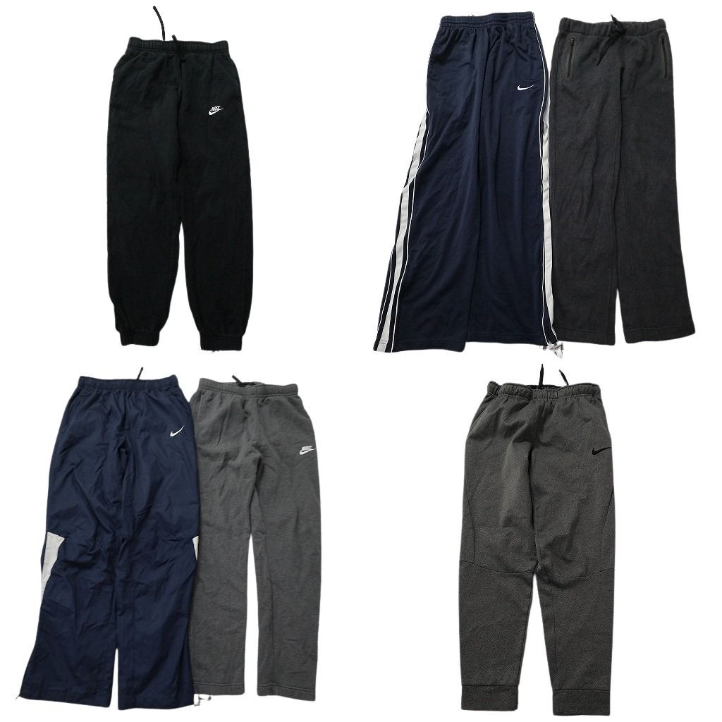 古着卸 まとめ売り ナイキ パンツMIX 6枚セット ( メンズ S ) スウェパン ナイロンパンツ ライン ブラック 中古 古着 NF0092
