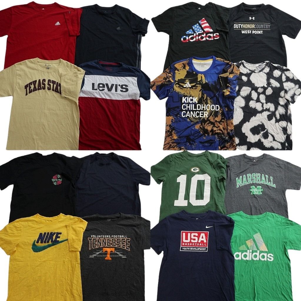 古着卸 まとめ売り ブランドMIX Tシャツ 16枚セット ( メンズ M ) リーバイス アディダス ナイキ チャンピオン 中古 古着 NF0125
