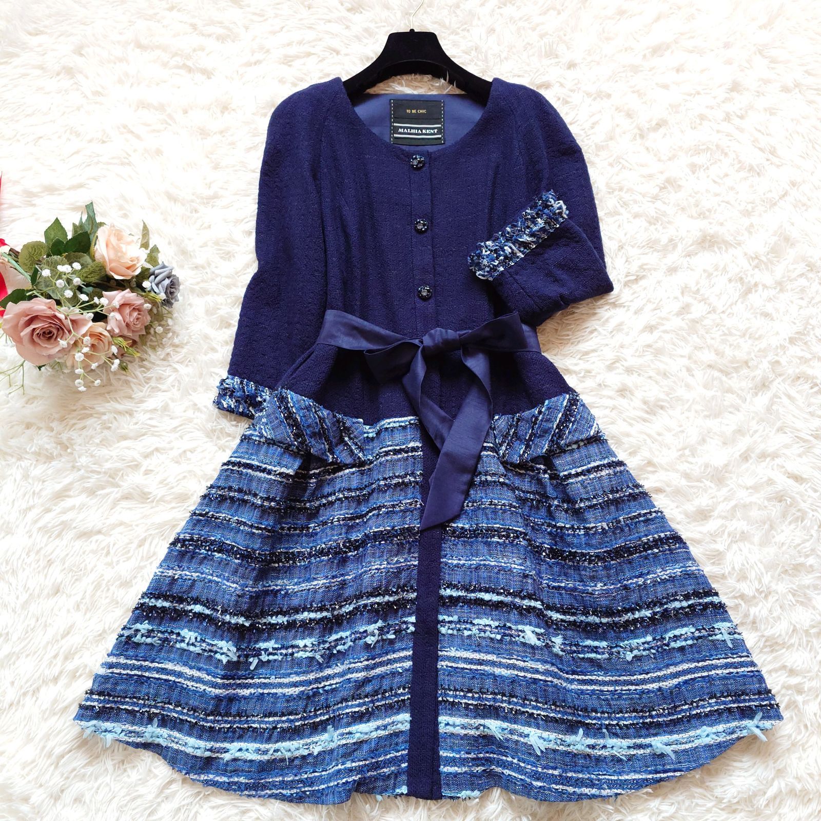 極美品】TO BE CHIC × MALHIA KENT 高級 マリアケント ツイード 切替