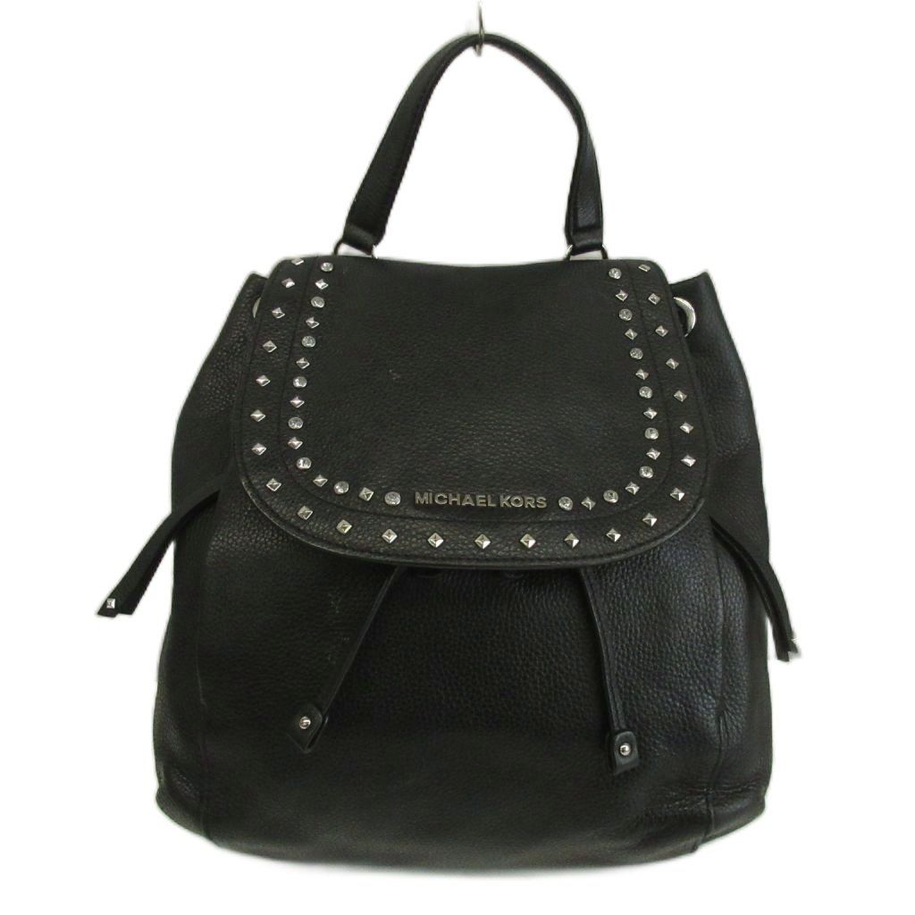 マイケルコース MICHAEL KORS ライリー Riley リュックサック バックパック デイパック レザー スタッズ シルバー金具 ロゴ 黒 ブラック /XZ ■GY18