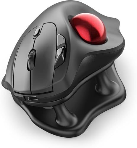 Nulea トラックボールマウス ワイヤレス チルトスタンド付き Bluetooth/2.4G/USB 3台同時接続 充電式 4段階DPI 人間工学 親指操作 右利き 6ボタン 進む/戻るボタン搭載 PC/ノート/Windows/Mac/iP dba2b69e