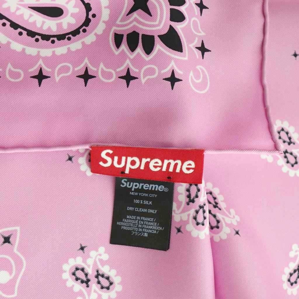 シュプリーム SUPREME スカーフ バンダナ シルク ペイズリー柄 ピンク