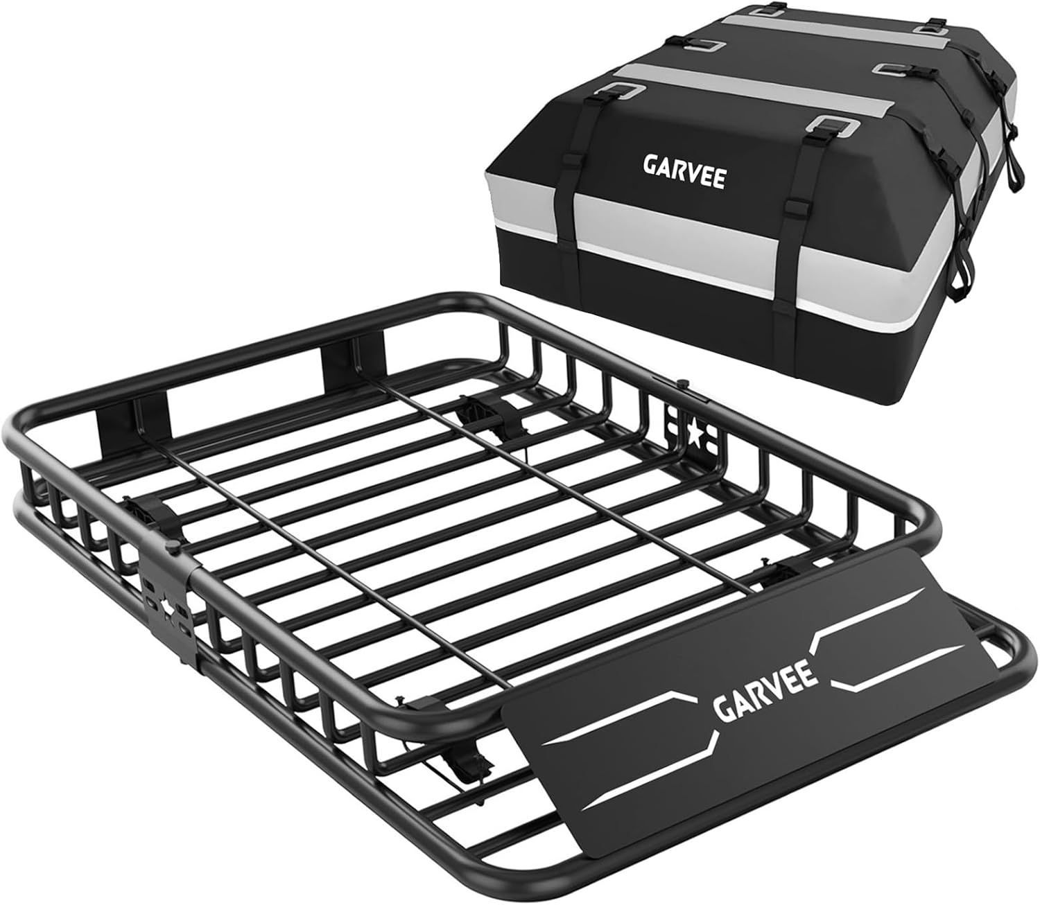ガービー（Garvee） ルーフラック ルーフキャリアバッグ セット カーゴラック スチール製 2分割式 3分割式 組立簡単 耐荷重90kg 軽自動車 SUV 小型車 乗用車 軽バン コスト軽減 汎用 （長さ129x幅91x高さ13cm） Mサイズ