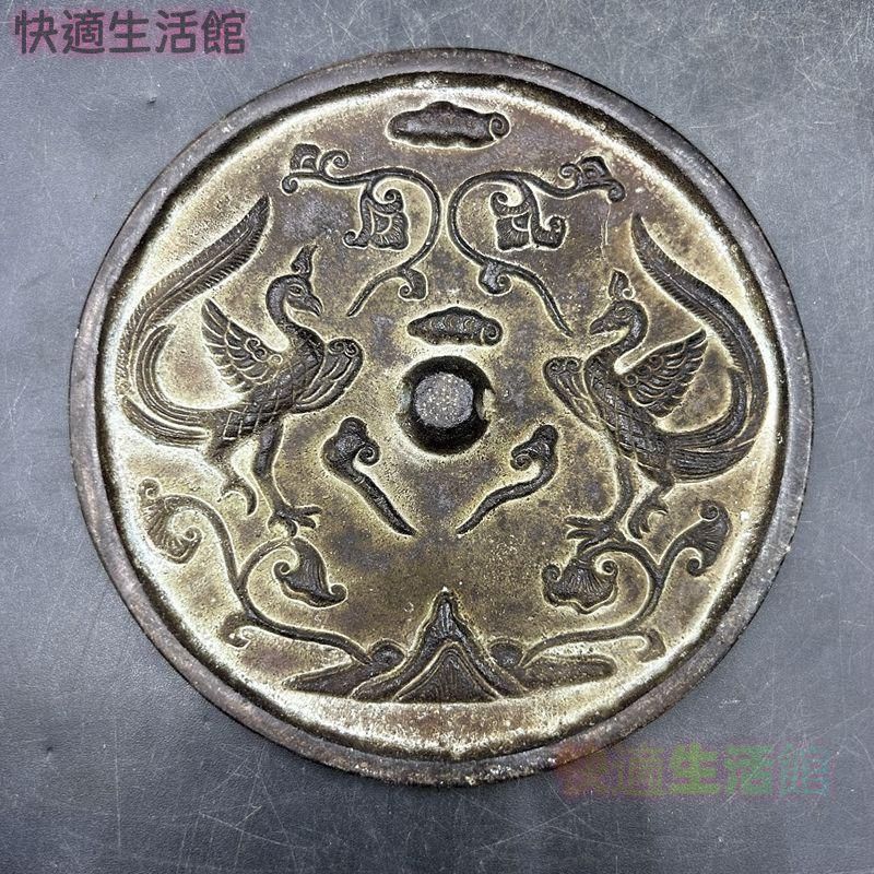 双鶴銅鏡 装飾品 工芸品美術品 置物 GY529