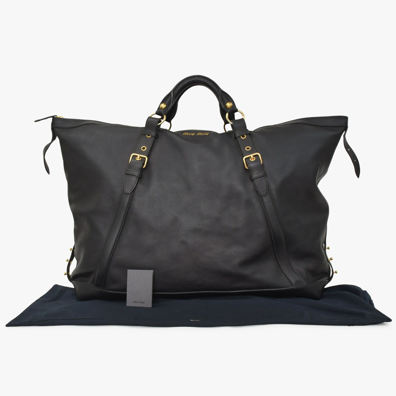 極美品 MIU MIU ミュウミュウ ブラック レザー ハンドバッグ VITRLLO 