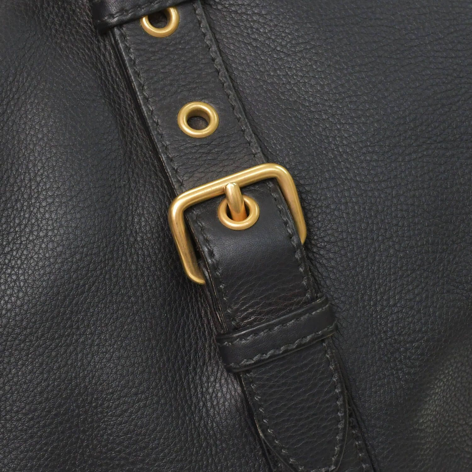極美品 MIU MIU ミュウミュウ ブラック レザー ハンドバッグ VITRLLO 