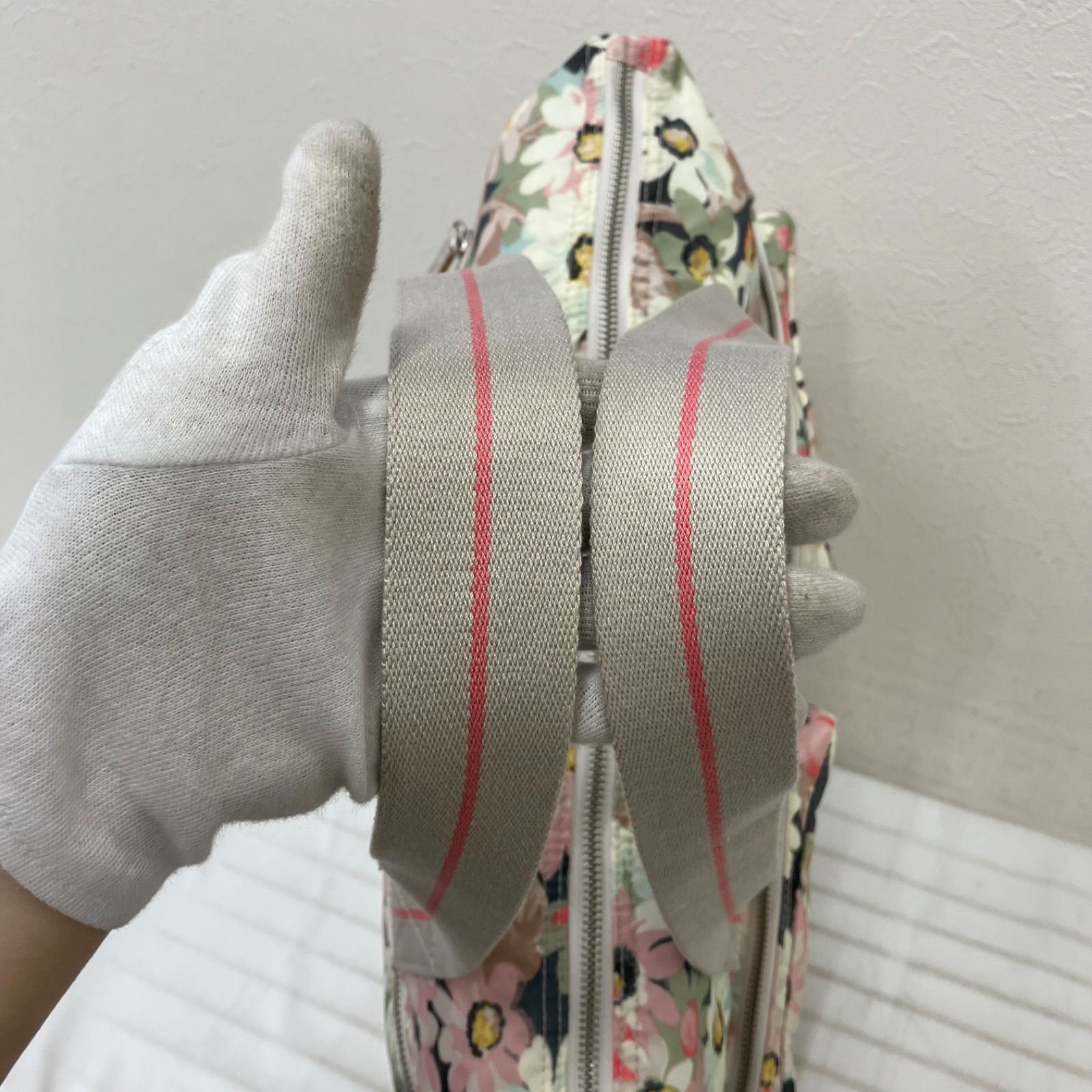 3774 Cath Kidston キャスキッドソン ボストンバッグ 花柄 総柄 白