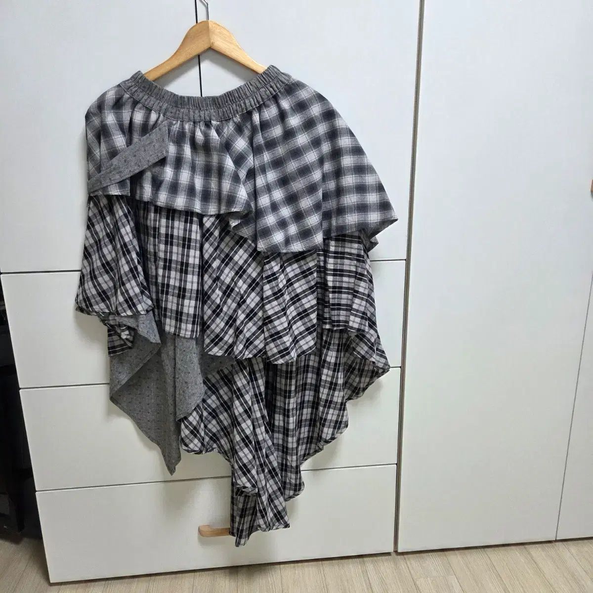 アシンメトリー CHECK ロング丈スカート