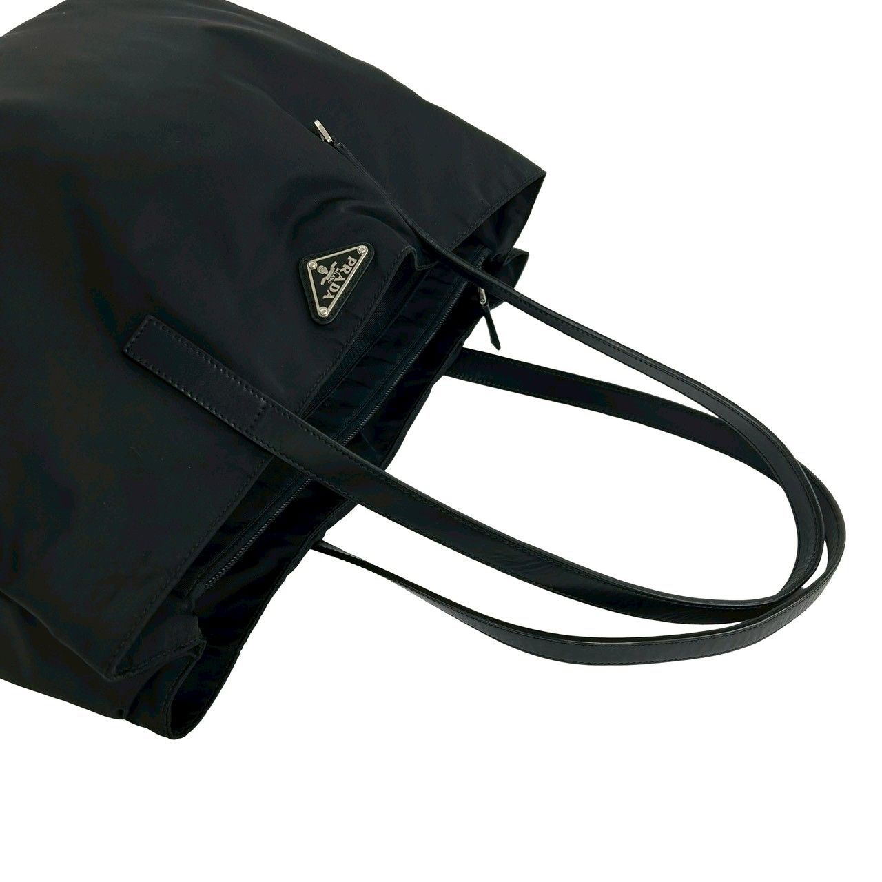 極 美品 PRADA プラダ 三角ロゴ 金具 テスート ナイロン レザー 本革