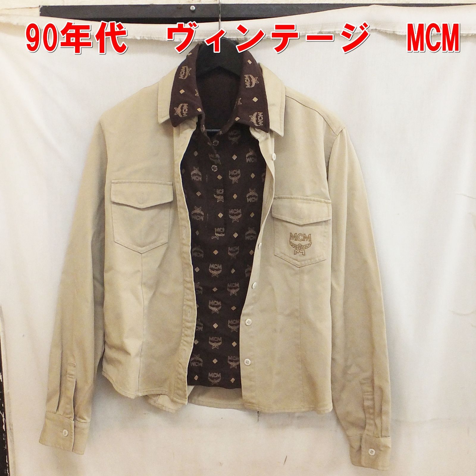 S252【希少】90年代 ヴィンテージ MCM ジャケット 総柄シャツ Mサイズ 