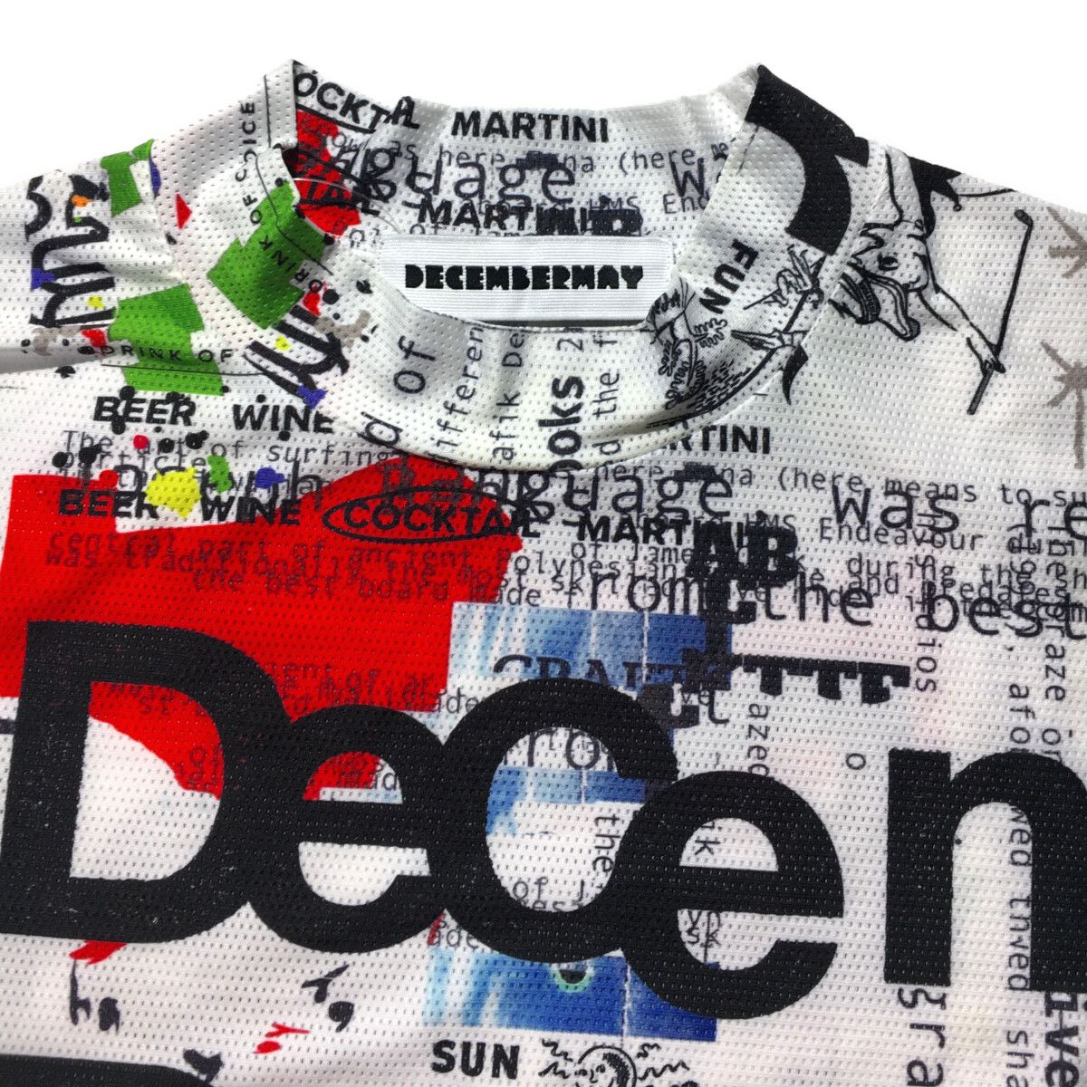 中古 メンズ ディセンバーメイ DECEMBERMAY 半袖シャツ M 白×マルチ