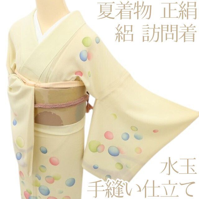 百華❀Y5018◇正絹 夏着物 絽 水玉 手縫い仕立て 訪問着 - メルカリ