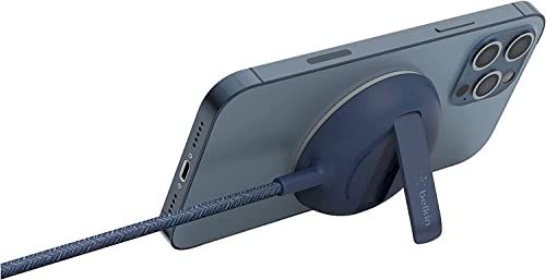 Belkin MagSafe認証 ワイヤレス充電パッド iPhone15/14/13/12 最大15W急速充電 キックスタンド付き ブルー WIA004btBLas ada34d99