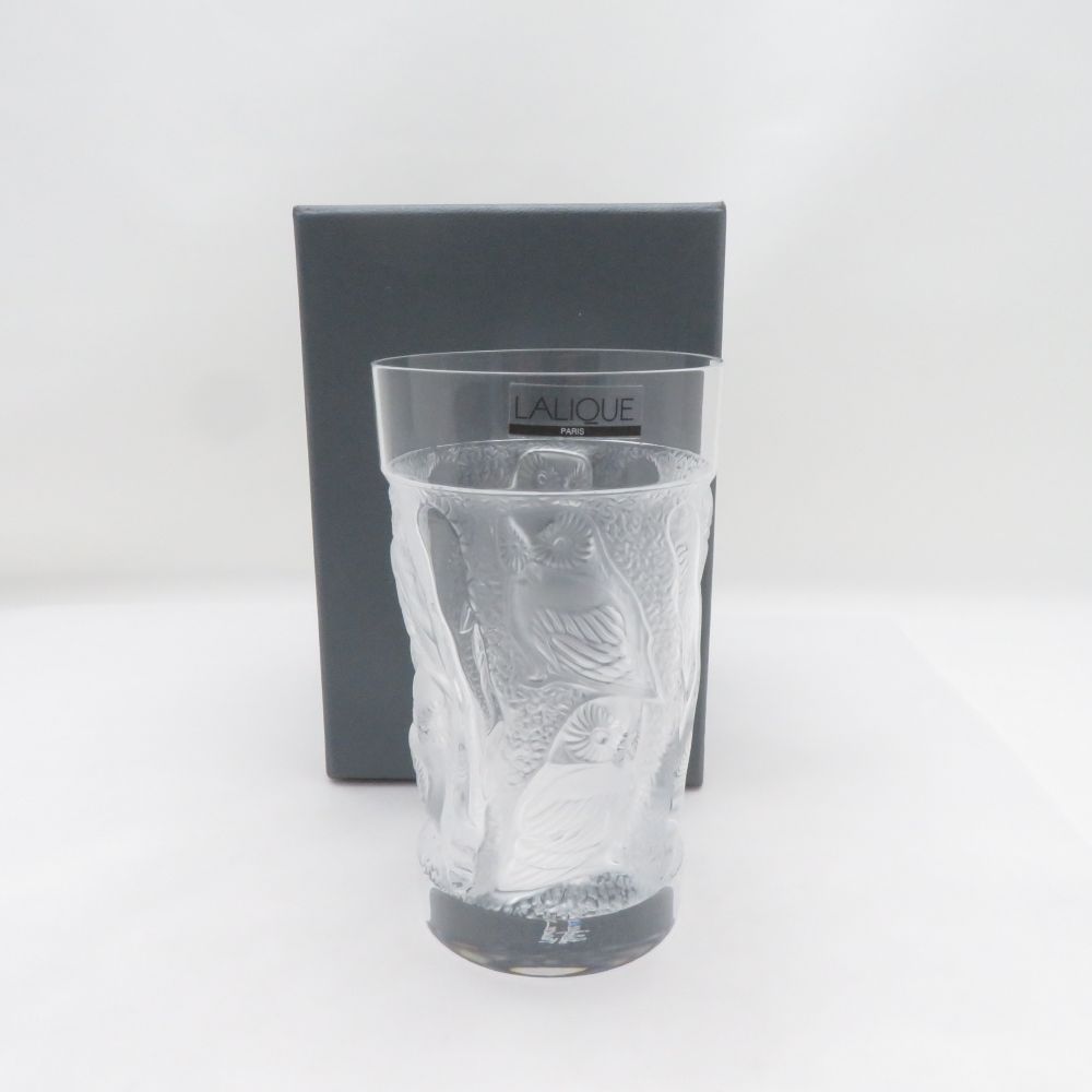 未使用 LALIQUE ラリック ユロット ハイボールタンブラー フロステッドクリスタル トール H12.5 梟 ふくろう フクロウ SU14311A3