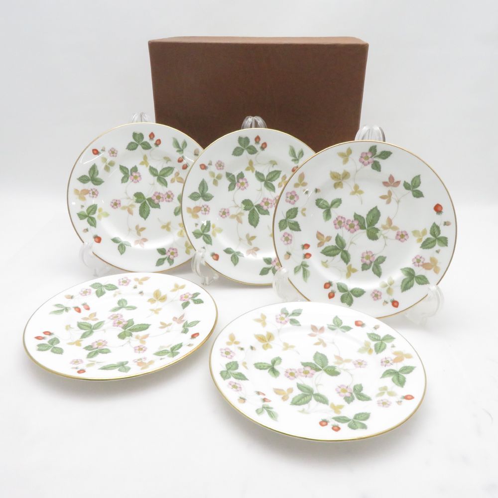 未使用 WEDGWOOD ウェッジウッド ワイルドストロベリー 中皿 5枚 15cmプレートセット パン ケーキ SU14306A3