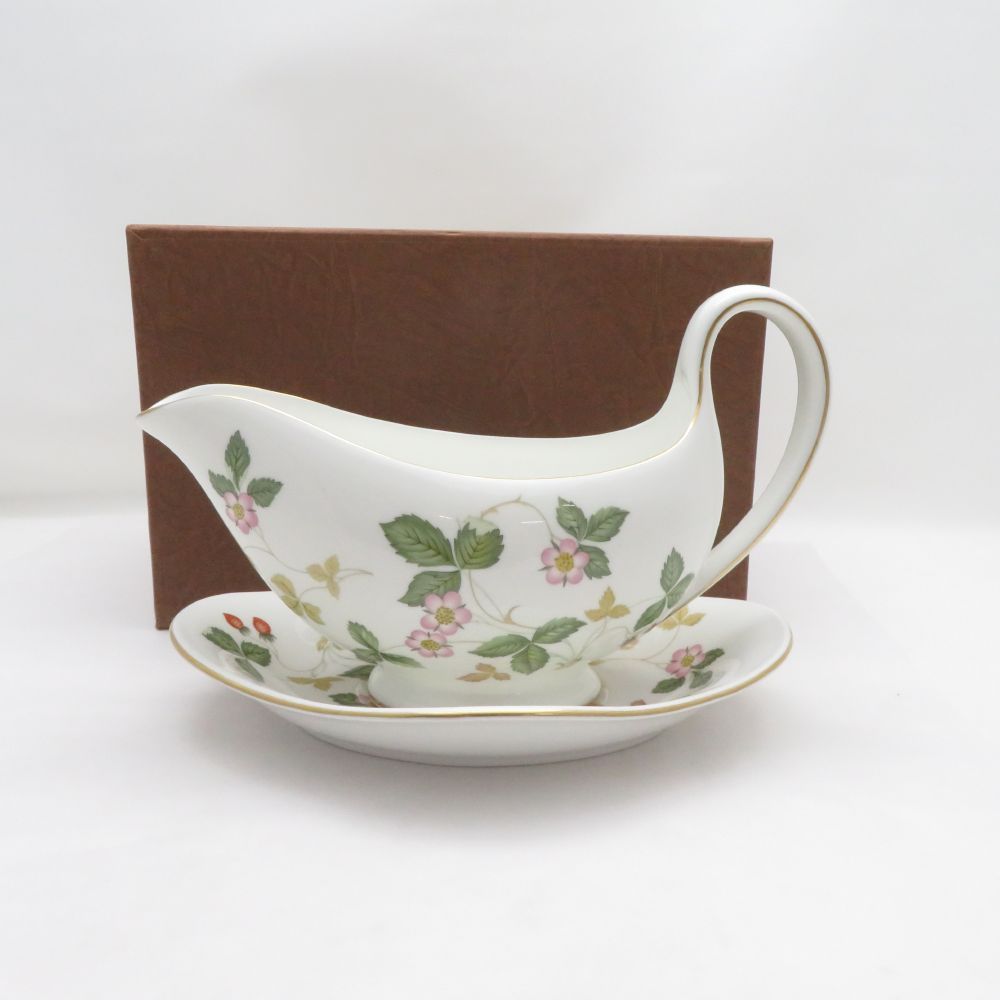 美品 WEDGWOOD ウェッジウッド ワイルドストロベリー ソースボート セット グレービーボート&スタンド ポット SU14307A3