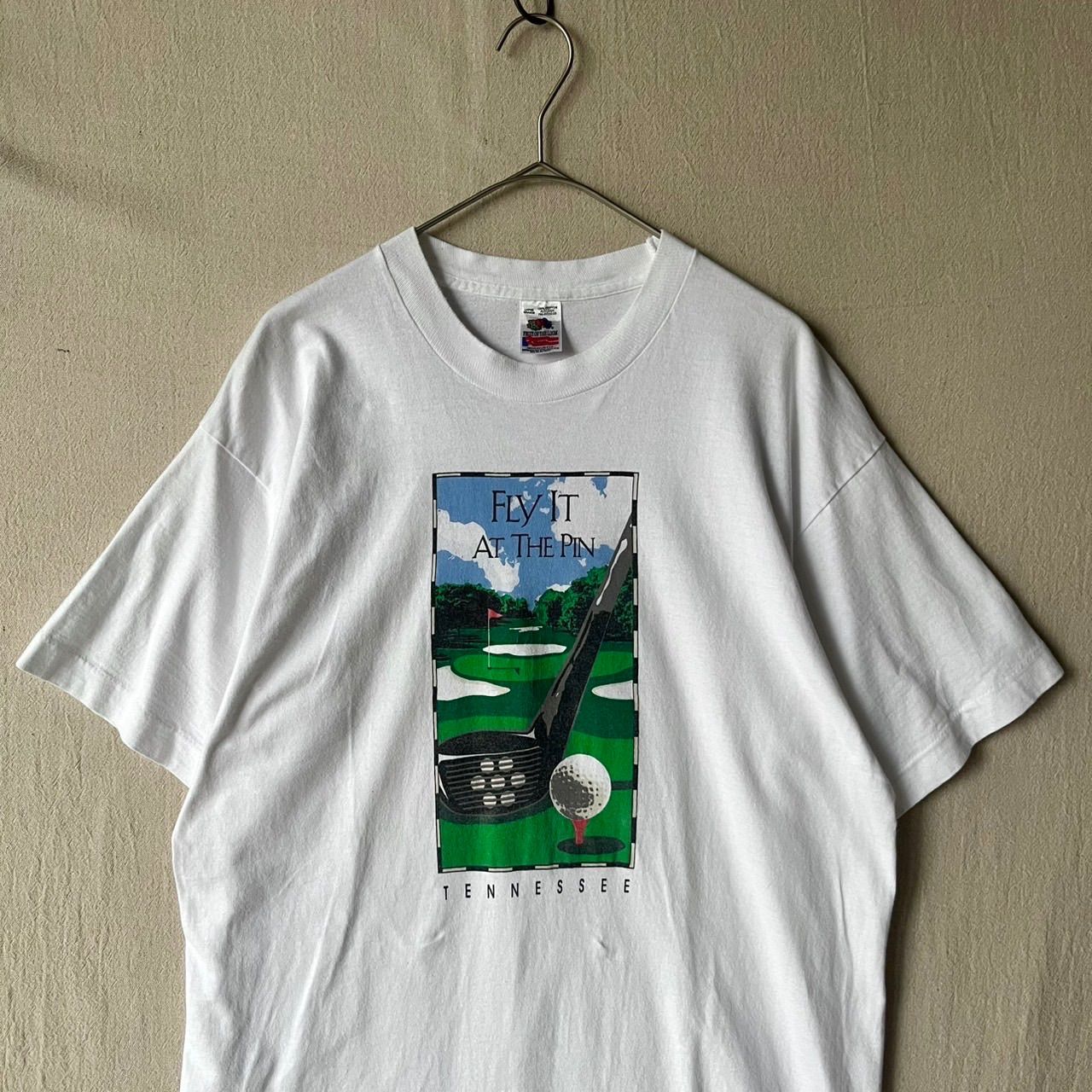 USA製 90s Vintage Tシャツ / L コットン ホワイト プリント ゴルフ 半袖 ビンテージ T6-05069-9209