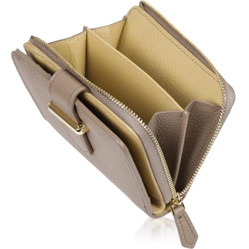 LASIEM（ラシエム）【総本革×バイカラー】財布 レディース 2つ折り 二つ折り財布 ミニ財布 本革 革 レザー 小さい財布 コンパクト ミニウォレット グレージュ×イエローpms d9f12c73