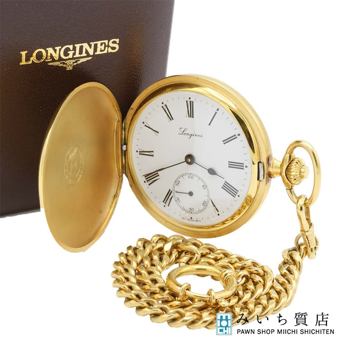 H24072 懐中時計 稼働 LONGINES ロンジン 手巻き L507.2 スモセコ 白色文字盤 ネーム入り 箱 保 H24072