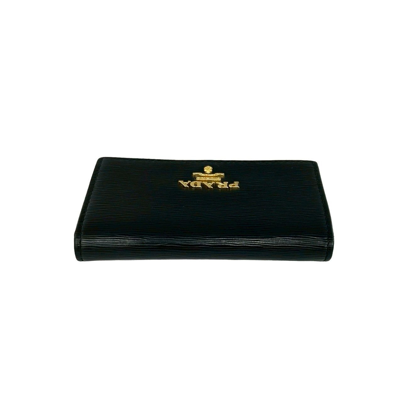 極 美品 PRADA プラダ ロゴ ゴールド 金具 レザー 本革 カードケース