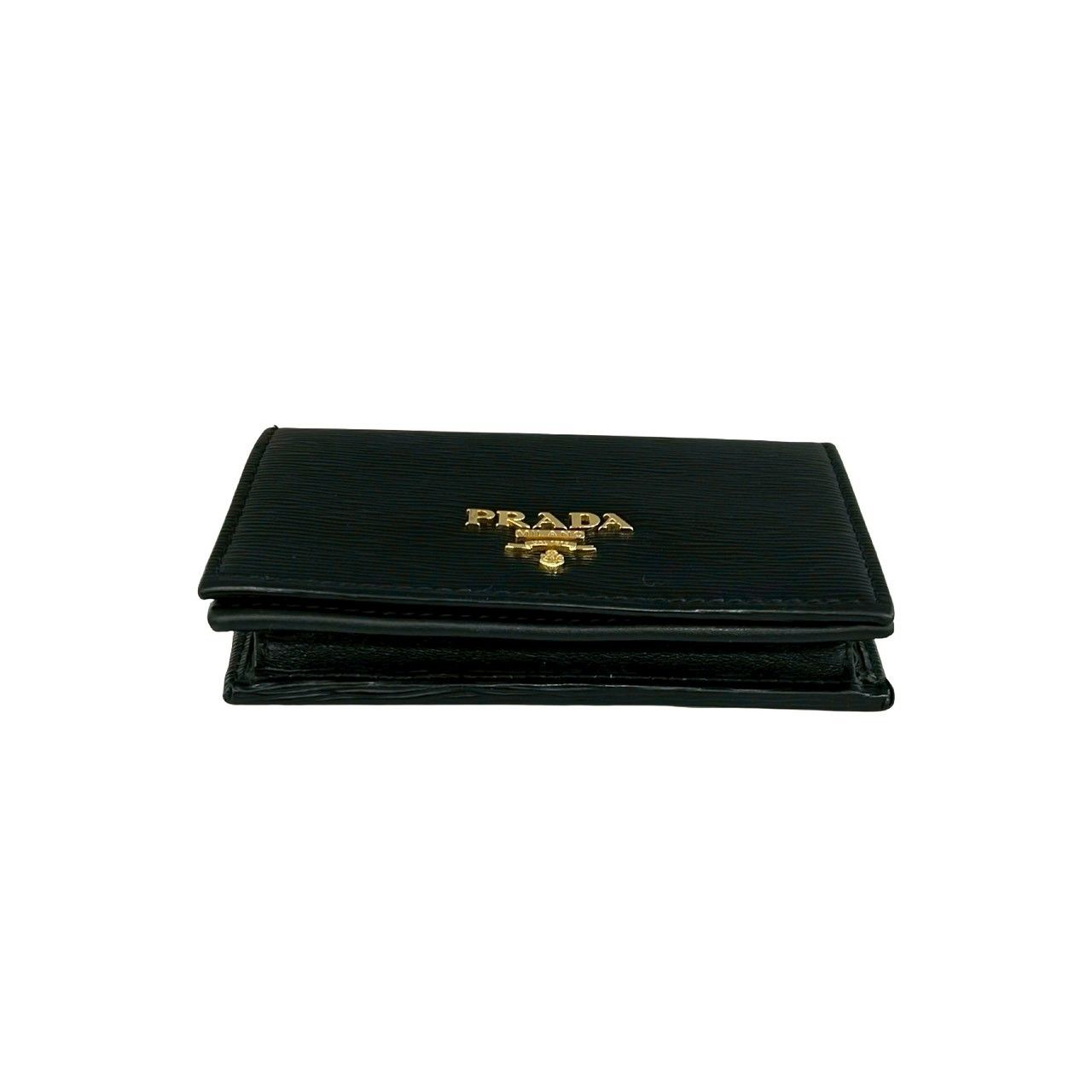 極 美品 PRADA プラダ ロゴ ゴールド 金具 レザー 本革 カードケース 