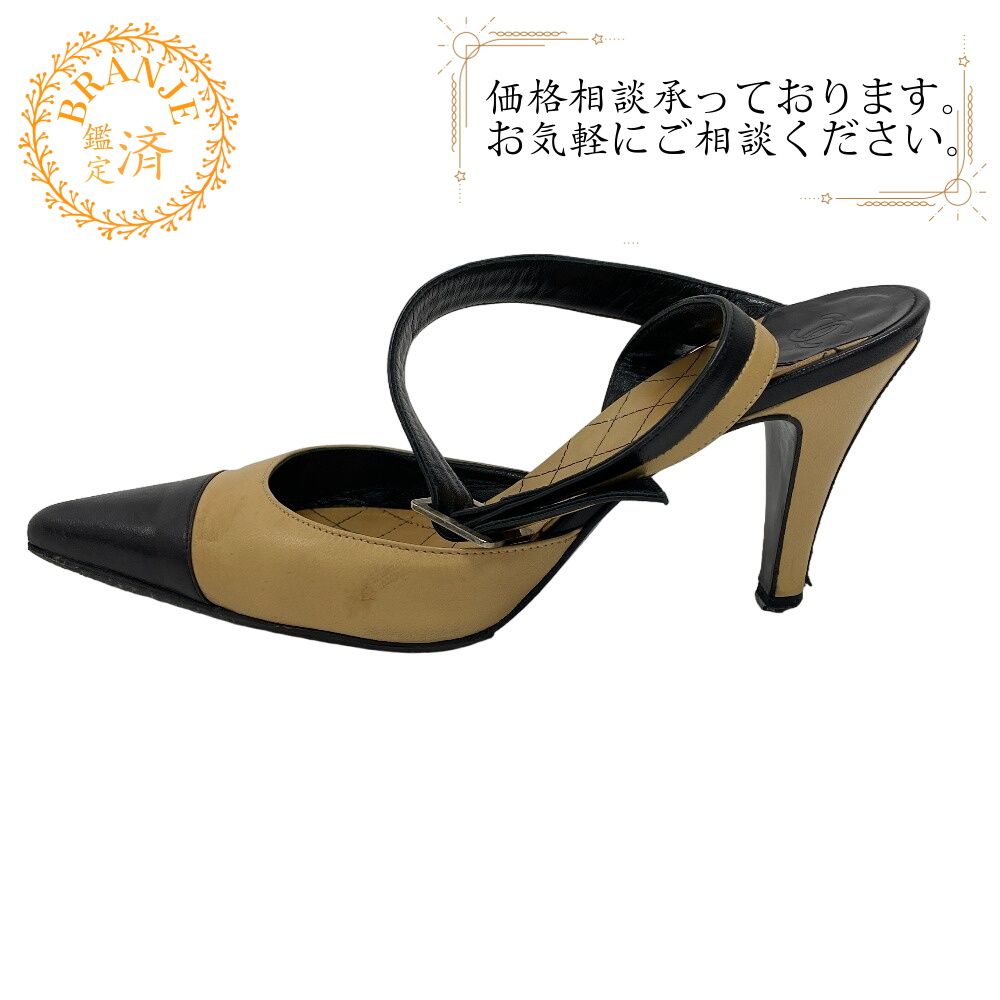 CHANELココマーク レザー ヒール サイズ 36 1/2 (約23cm) CHANEL/シャネル 36 1/2 ココマーク レザー パンプス ブラック