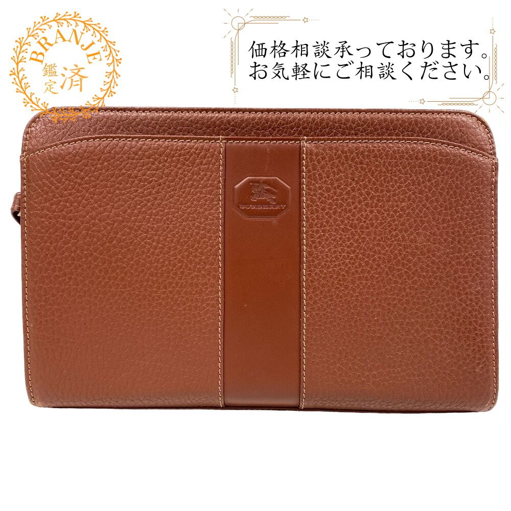 BURBERRY/バーバリー クラッチバッグ 型押し 馬車 レザー セカンドバッグ ブラウン メンズ ブランド