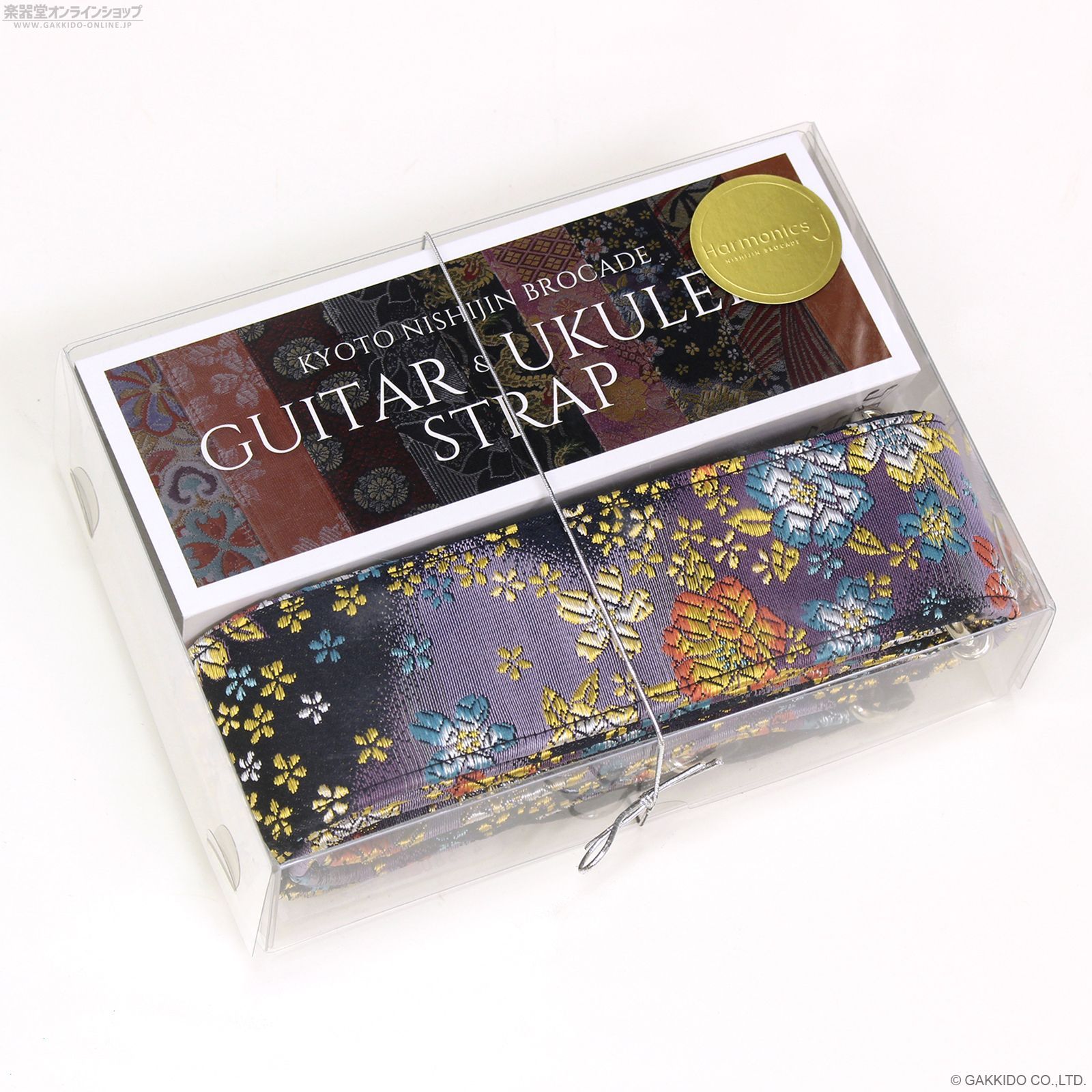 新品 Harmonics J 西陣織 ギターストラップ 和柄 [ぼかし桜 濃紺色