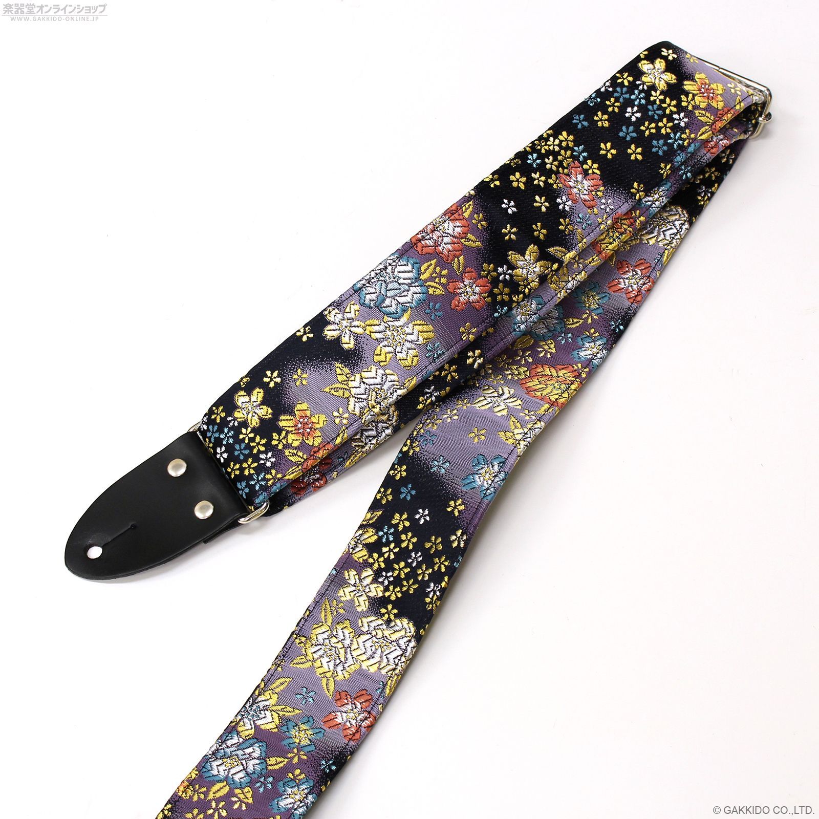 新品 Harmonics J 西陣織 ギターストラップ 和柄 [ぼかし桜 濃紺色