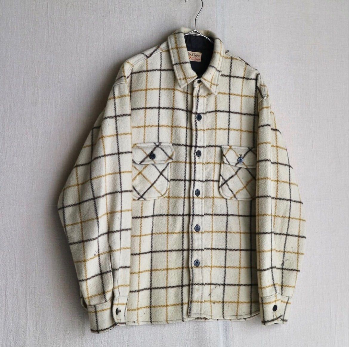 USA製 60s Vintage CPO ウール シャツ / ユニセックス ベージュ マスタード チェック ビンテージ T4-10008-9277 sale .